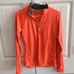 Orange Nike Dri-Fit Quarter Zip Pullover